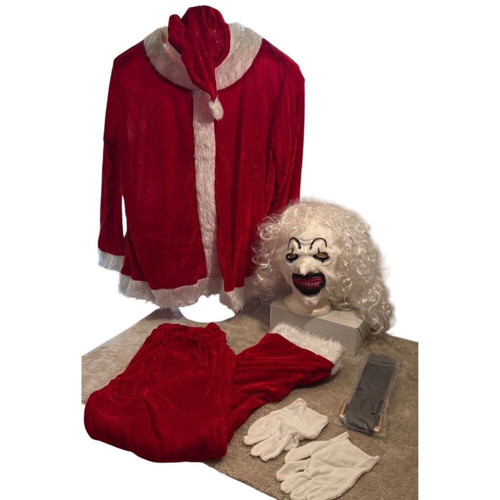 Scary Art Clown Santa Haloween Costume Cosplay Outfit Mask Accessories Size Med